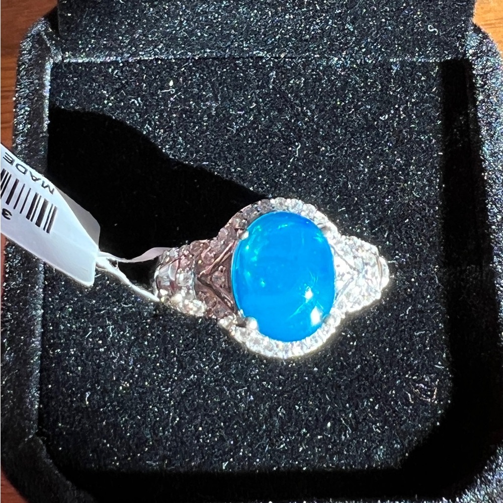 Miami Blue Welo Opal Multi Gemstone Ring in Sterling Silver